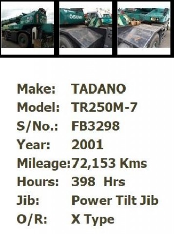ขายรถเครน 25 ตัน TADANO TR250M-7 Year:2001