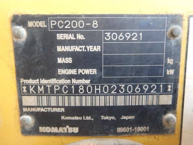 รถขุด KOMATSU PC200-8 #306921 ปี 2007 4952 ชม. นำเข้าตรงจากญี่ปุ่น ไม่เคยใช้งานในไทย