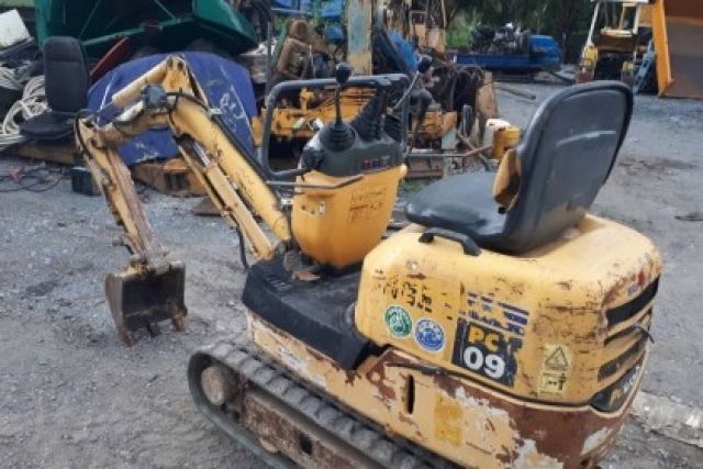 ขาย รถขุด แบคโฮจิ๋ว KOMATSU PC09 ขึ้นรถกระบะปิ๊กอัพได้ มีไลน์หัวเจาะไปปิ้ง เก่าญี่ปุ่น พร้อมใช้