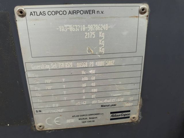 ขาย เครื่องกำเนิดไฟฟ้า เครื่องปั่นไฟ Generator ยี่ห้อ Atlas Copco ขนาด 60KVA เก่านอก สภาพสวย