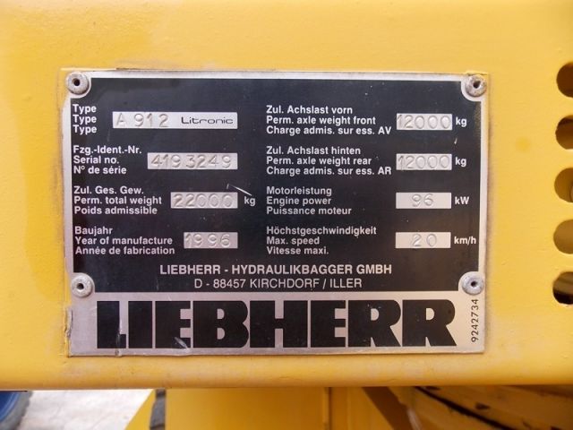 ขายรถคีบล้อยาง LIEBHERR A912 ตัวคีบดอกบัว