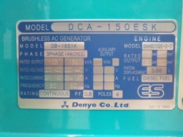 เครื่องกำเนิดไฟฟ้าใหม่ DENYO DCA-150ESK