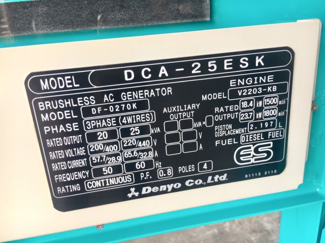 DENYO DCA-25ESK เครื่องปั่นไฟ มือหนึ่ง 25KVA โทร. 080-6565422 (หนิง)